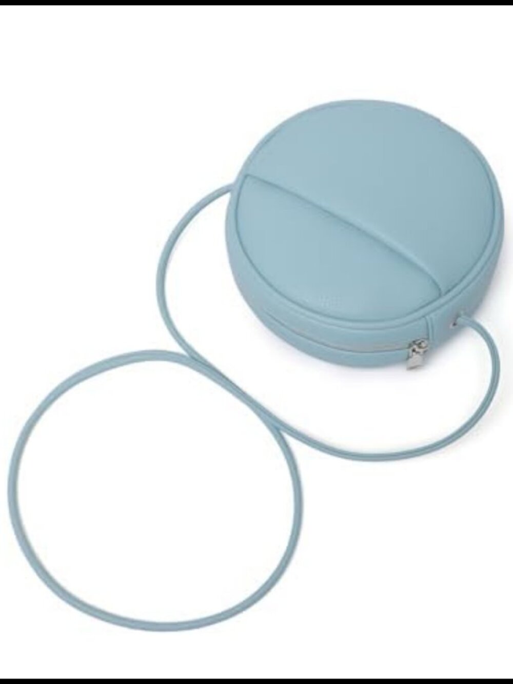 Round Crossbody Bag PU Leather Circle Purse Zipper Adjustable Strap